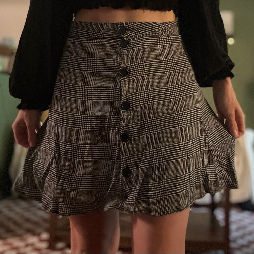 reformation plaid skirt